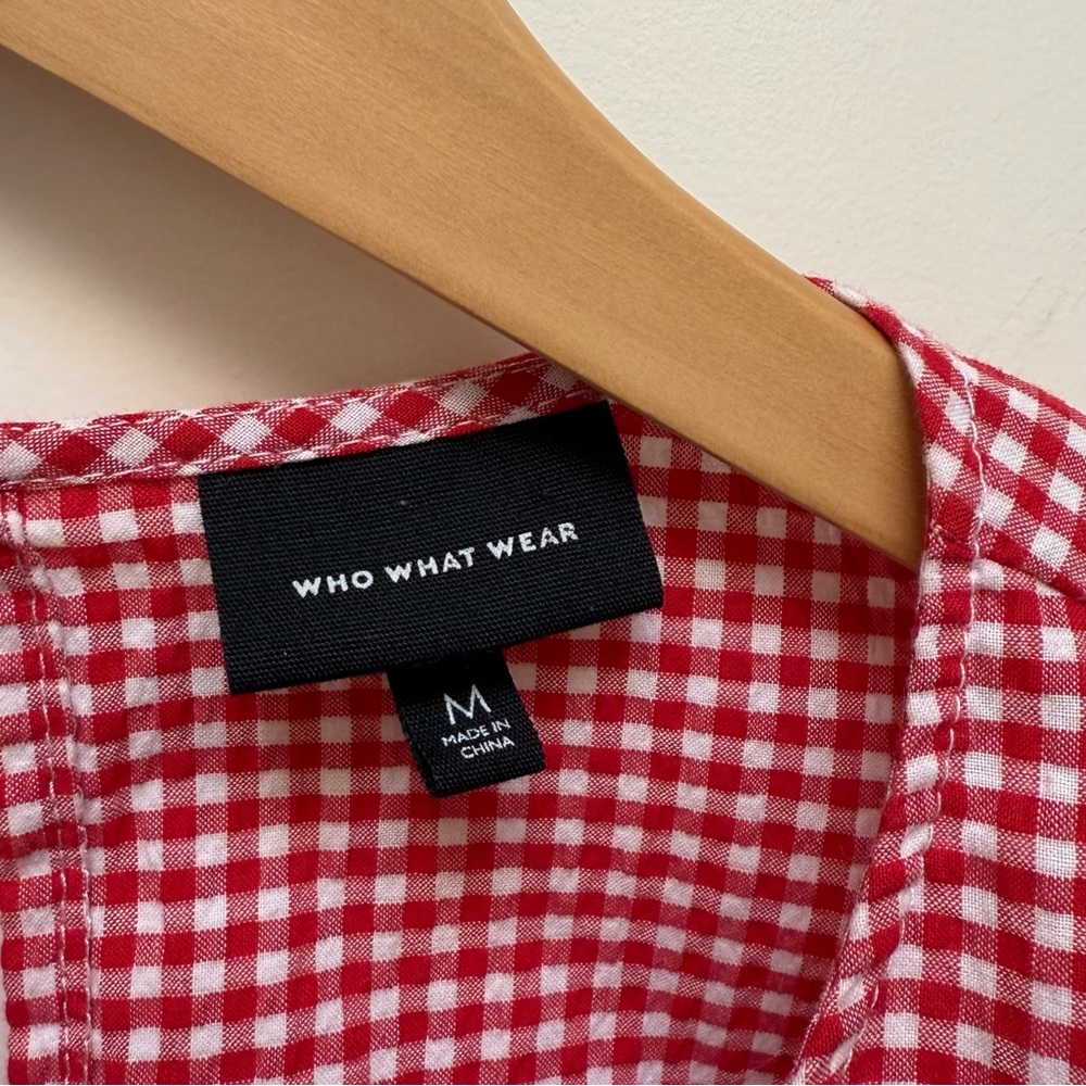 Who What Wear 3/4 Sleeve Gingham Blouse Size M - Picture 8 of 9